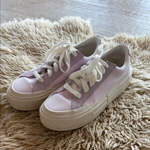 Converse Pink and White Platform Sneakers